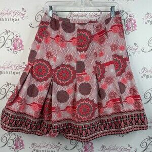 Soyaconcept skirt pleated paisley Chic Floral A-Line Skirt - Red and Pink